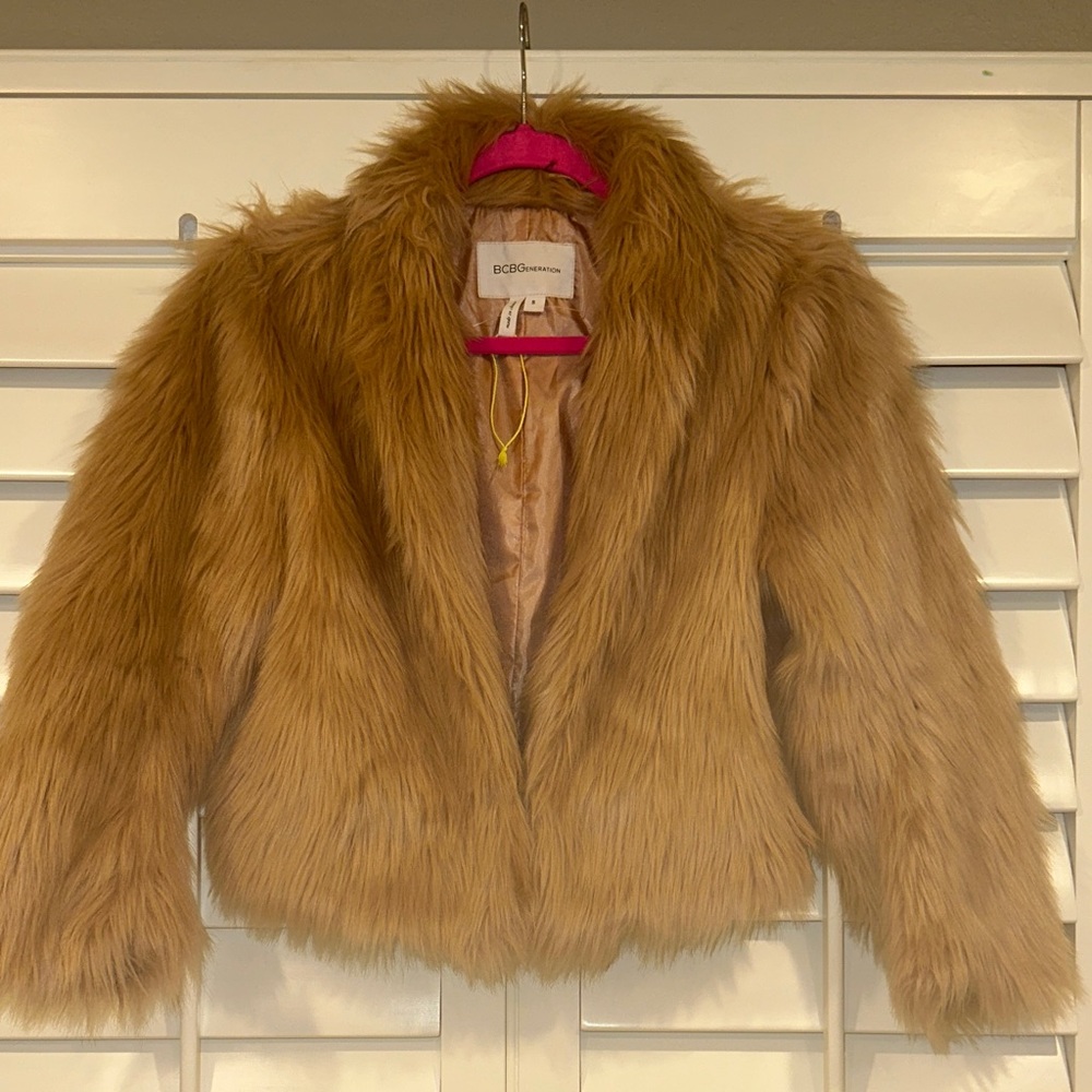 BCBGeneration Tan Faux Fur Jacket
